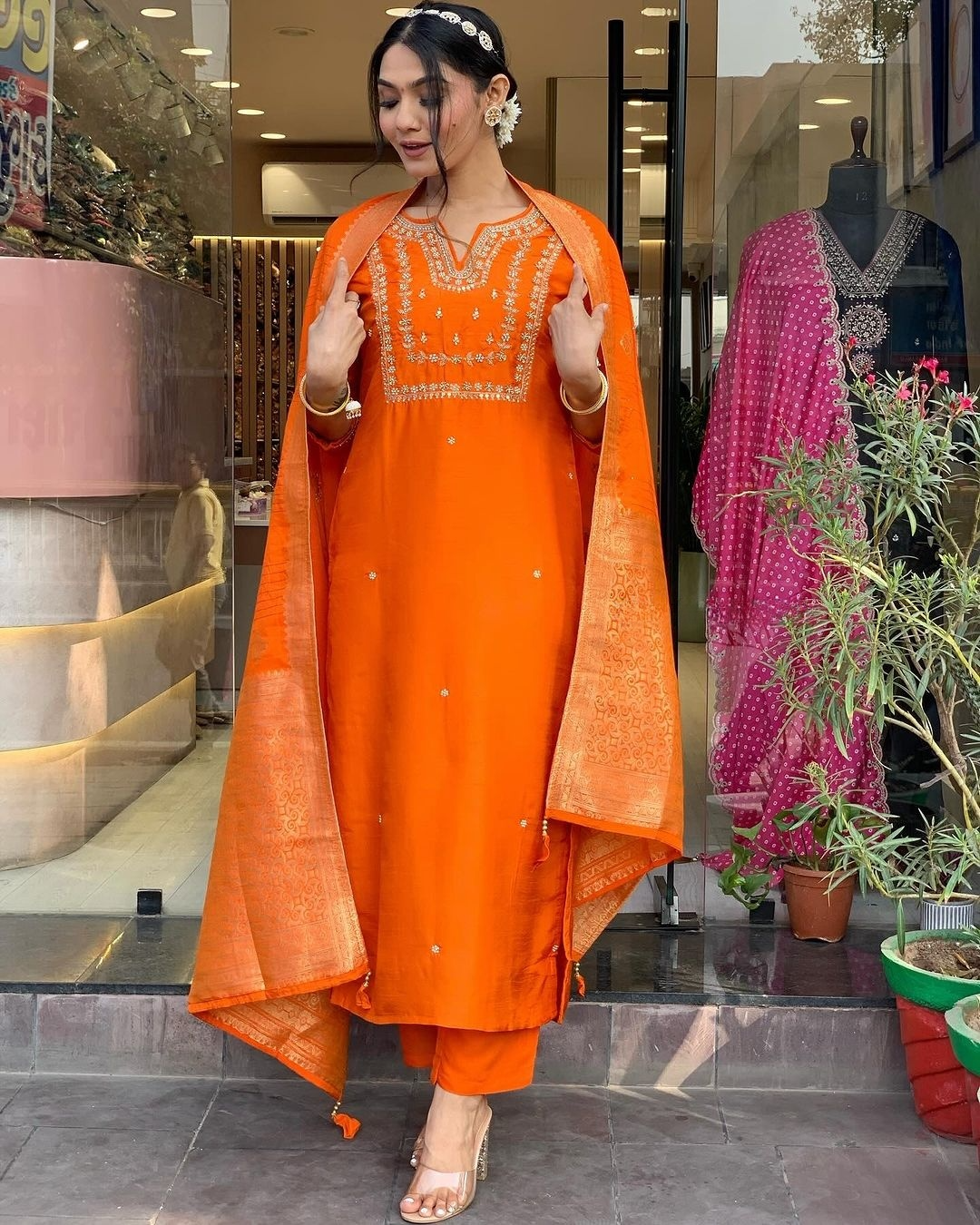 Saanvi - A serene design crafted for elegant occasions (Orange)