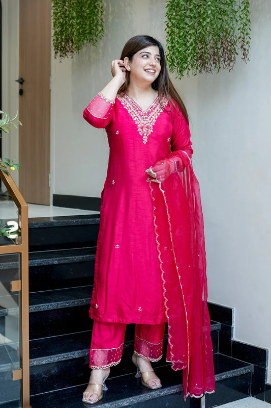 Shrija - A joyful kurti radiating warmth (Pink)