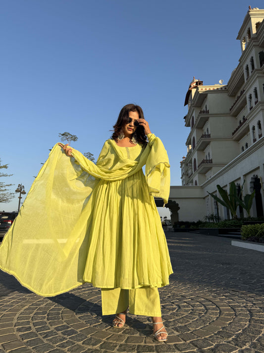 Manishta - A spiritual piece reflecting cultural roots (Yellow)