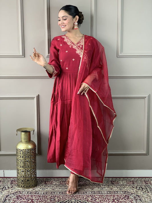 Sanviti - A modern kurti with global flair (Red)
