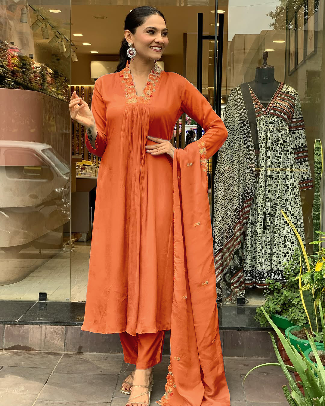 Prisha - A soft and subtle kurti for everyday elegance (Orange)