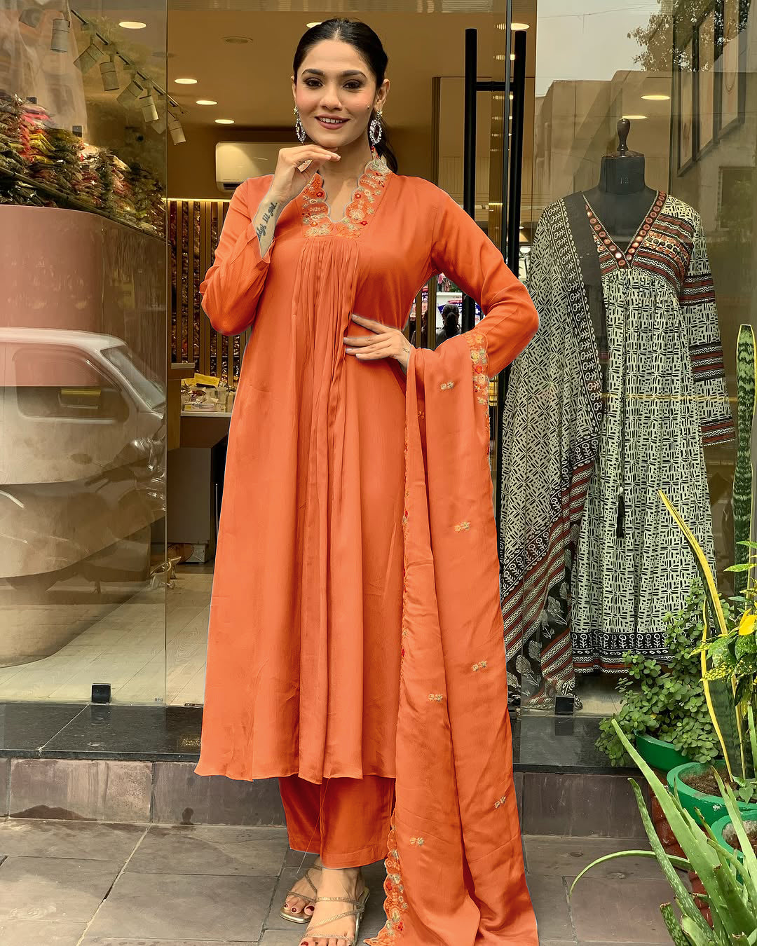 Prisha - A soft and subtle kurti for everyday elegance (Orange)