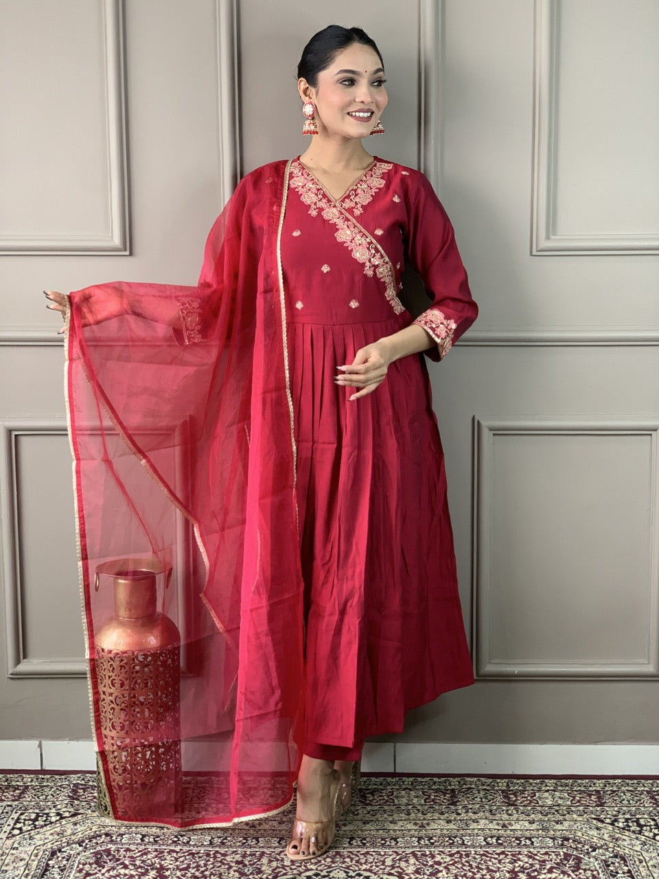 Sanviti - A modern kurti with global flair (Red)