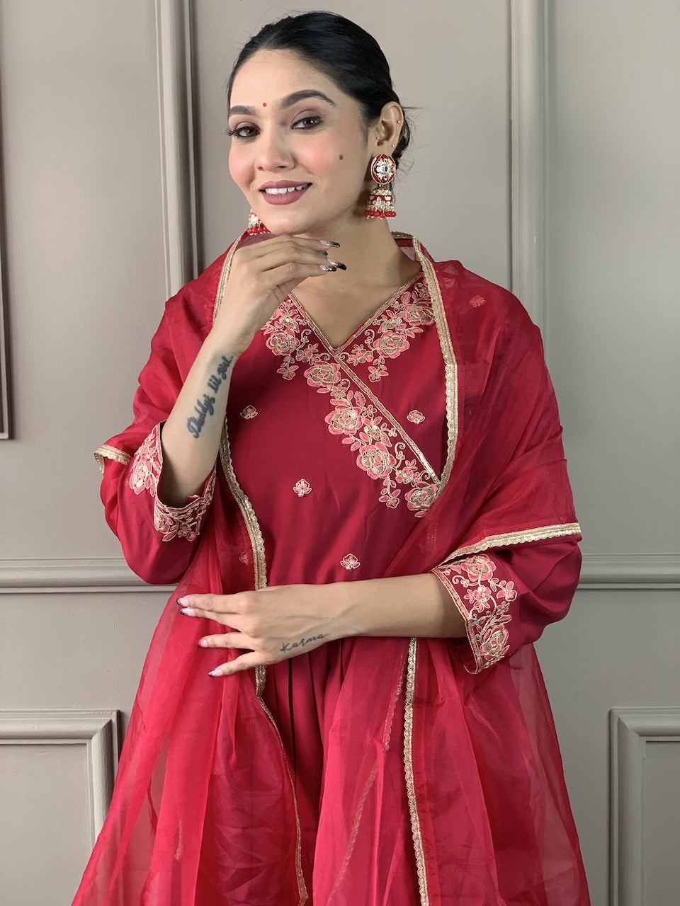 Sanviti - A modern kurti with global flair (Red)