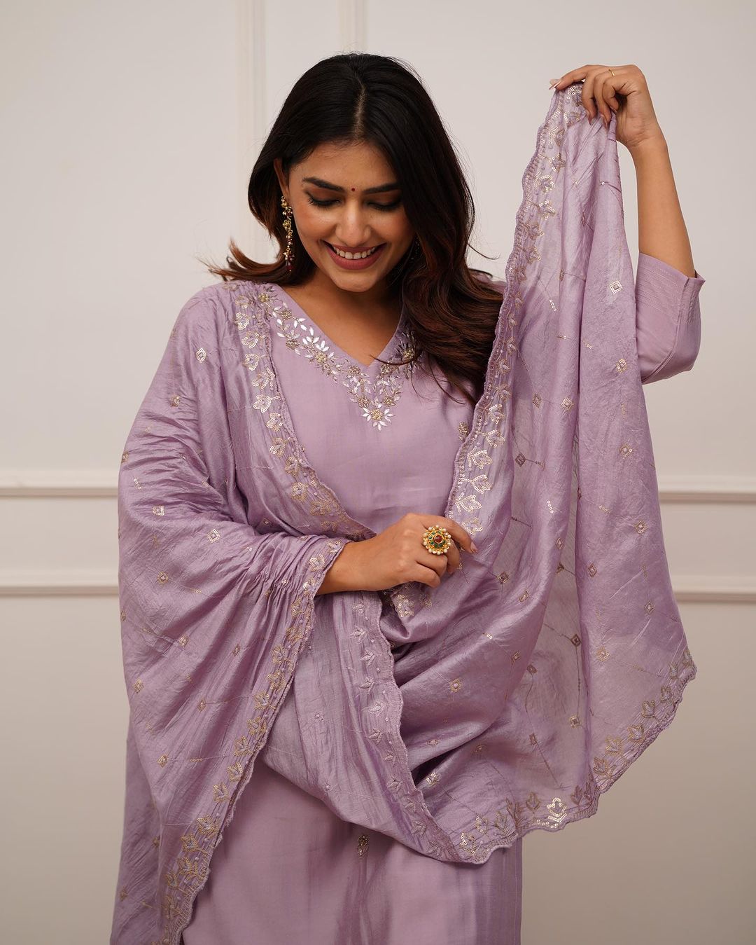 Mokshita - A divine-inspired kurti crafted for elegance (Lavender)
