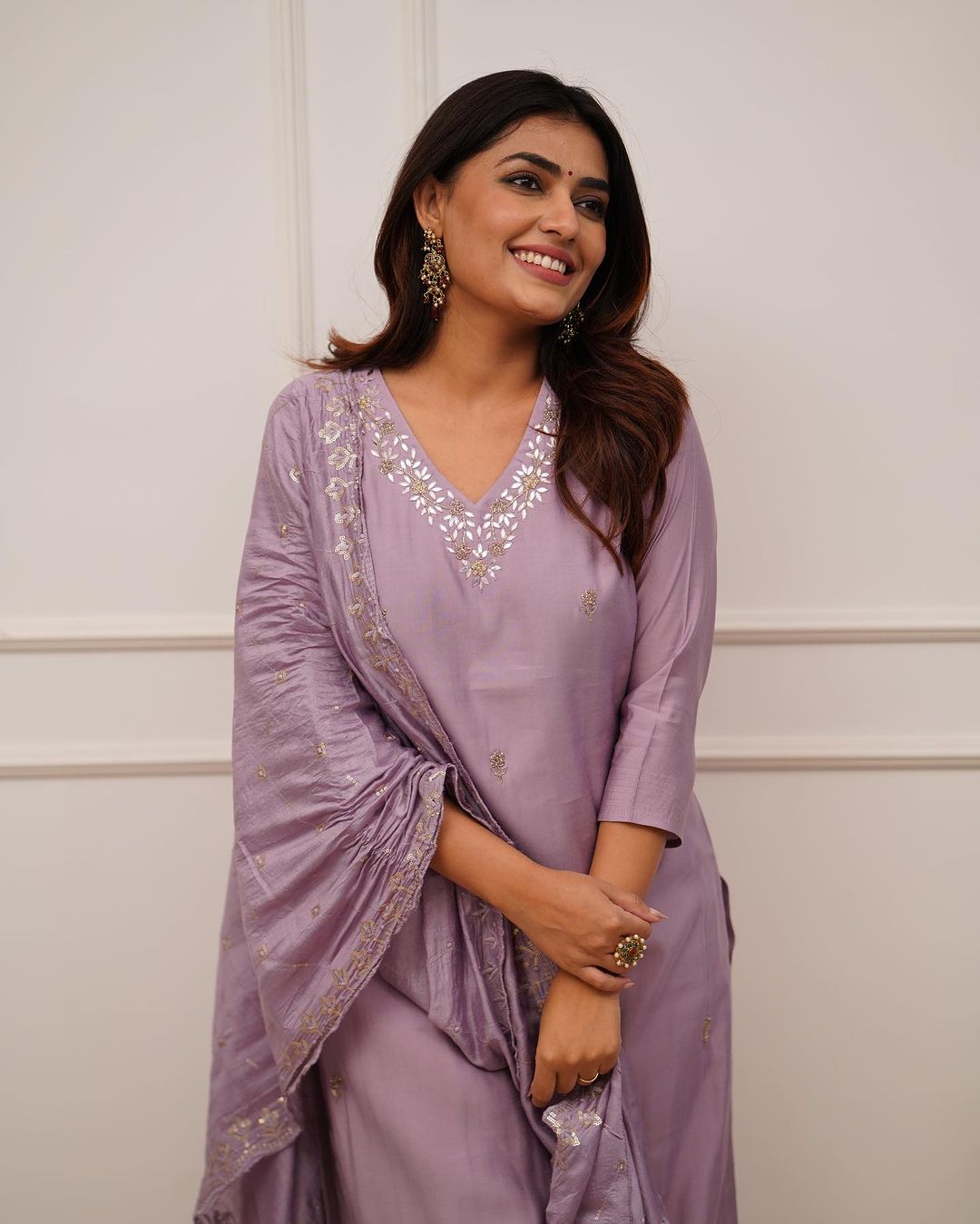 Mokshita - A divine-inspired kurti crafted for elegance (Lavender)