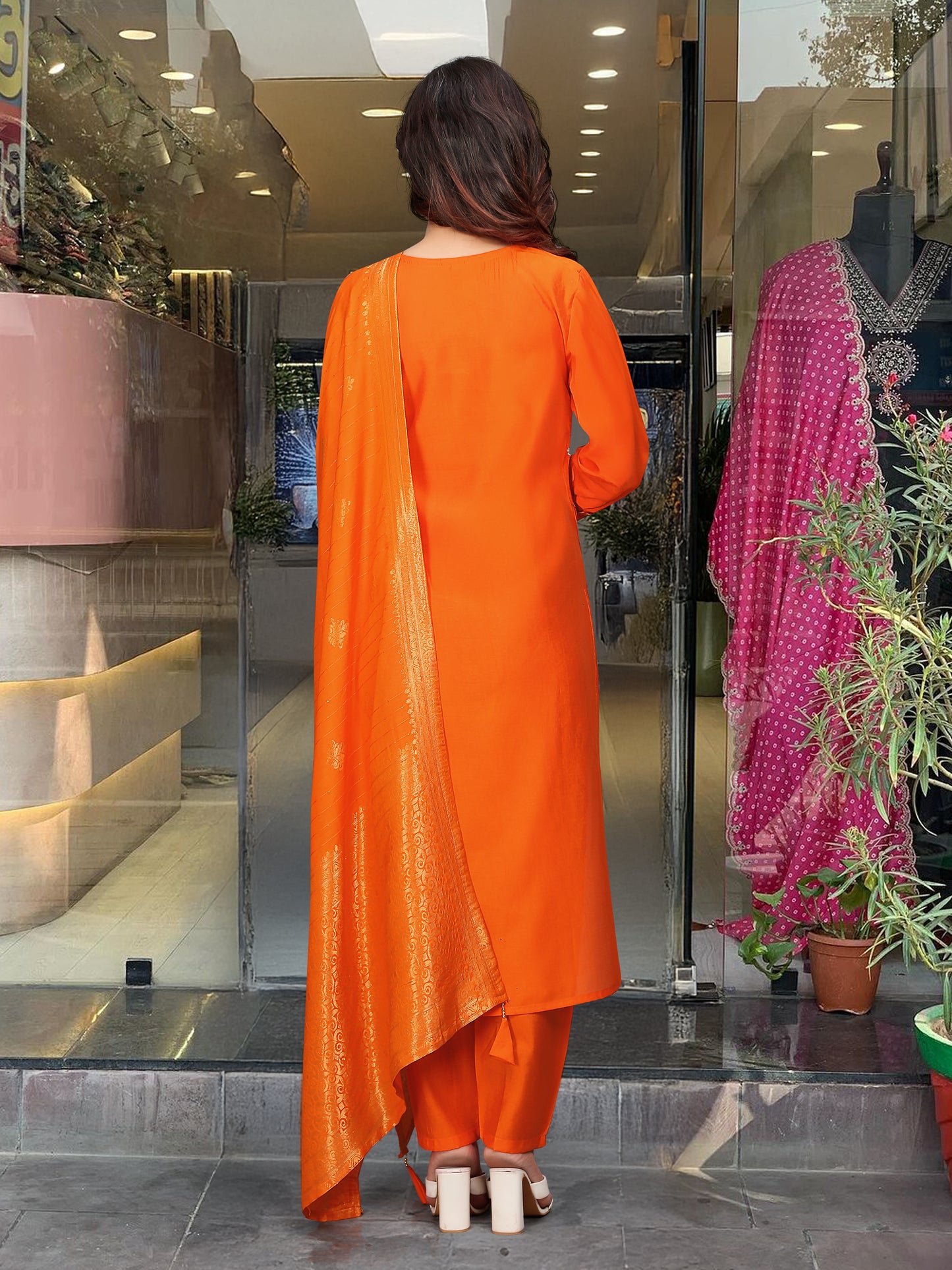 Saanvi - A serene design crafted for elegant occasions (Orange)